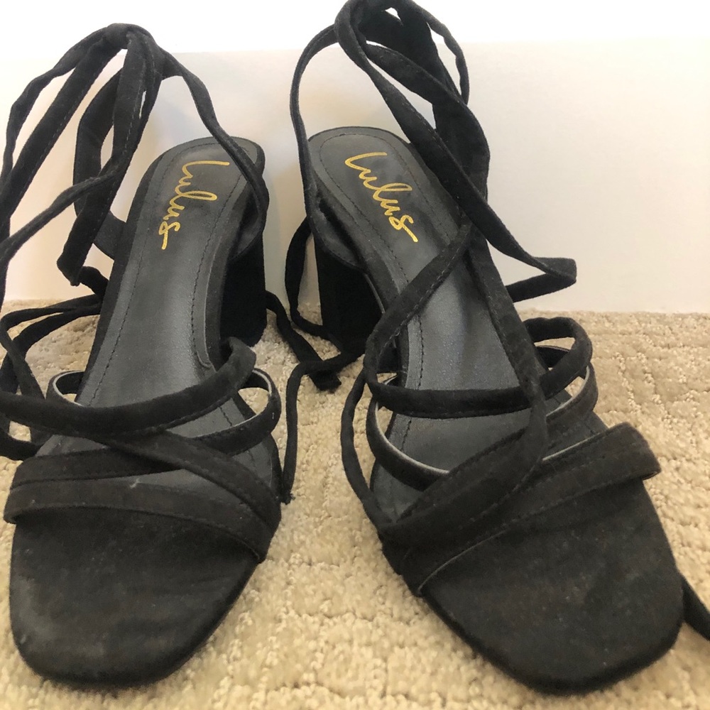 Lace up black high heels